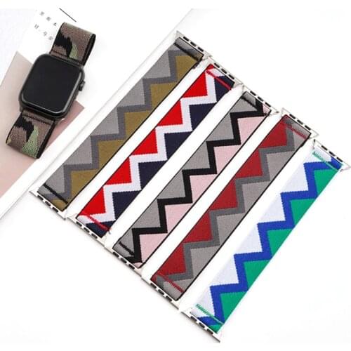 Elastic Nylon Loop Strap for Apple Watch iWatch SE 6 5 4 3 2 1 38mm 42mm 40mm 44mm Scrunchie Men Women Fabric Replacement Band