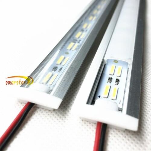 Smarstar 12V 0.5m Embedded Aluminum Trench Dual Row 7020 LED Strip U Aluminum Groove Milky Clear Cover 50 cm LED Bar Light #8U