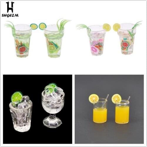 Resin Dollhouse Mini Ice Lemon Water Fruit Drink Cup Miniature Dollhouse Accessories Cups Toy Mini Decoration Gifts For Toys