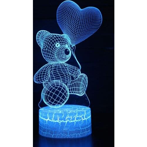 Love bear theme 3D Lamp LED night light 7 Color Change Touch Mood Lamp Christmas present Dropshippping