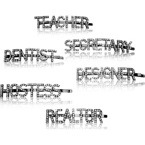 Careers theme Word Hairclips "REALTOR,TEACHER,DENTIST,SECRETARY..." High quality hair bobby pins Hair Accessories WHOLESALE