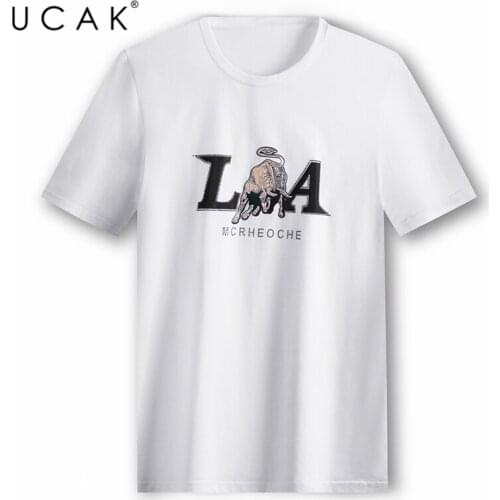 UCAK Brand Classic Print O-Neck Cotton T Shirt Men Clothes Summer New Fashion Style Streetwear Casual Soft Tshirts Homme U5459