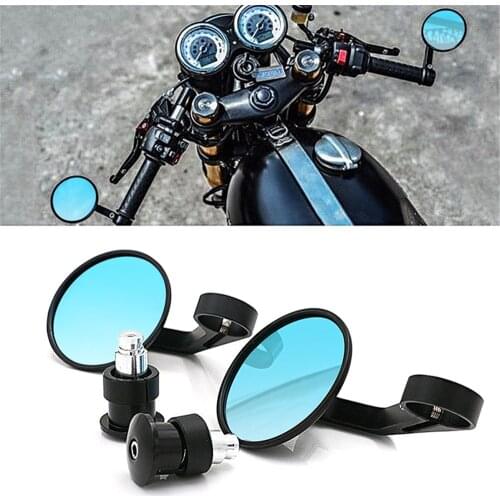 Universal 7/8" Motorcycle Scooters Black Rear View Mirror Handle Bar End Rearview Side Racer Round Mirrors Moto Accessories