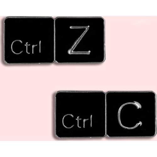 Computer Shortcut Badge Pin Ctrl C Copy Ctrl Z Undo Metal Enamel Brooch Creative Trendy Office Worker Clothing Backpack Jewelry