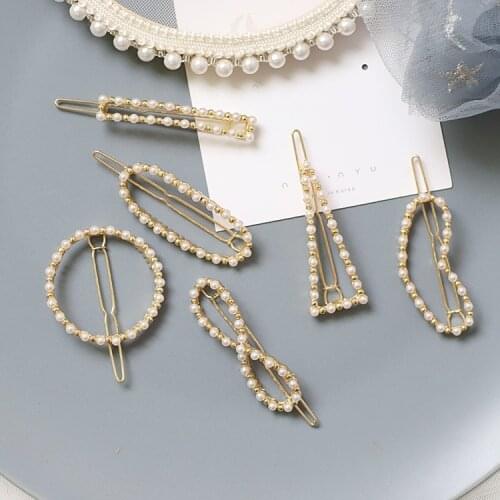 Big Round Pearl Hair Clip Bridal Tiara Barrette Hair Pins Accessories Wedding Decoration Ornament Jewelry For Women Girl 1 Pcs