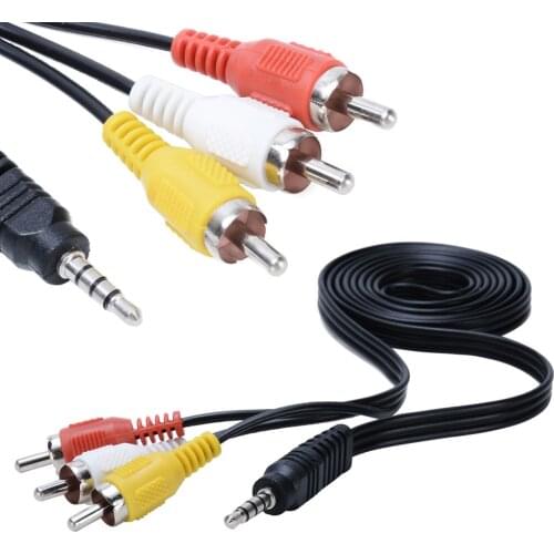 1M 3.5mm Jack Plug Male to 3 RCA Adapter High Quality 3.5 to RCA Male Audio Video Cable Laptop DVD TV AUX Cable AV Cable