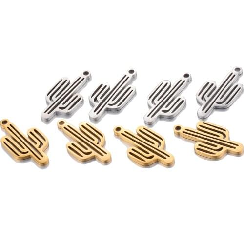 10 Stainless Steel Single Hole DIY Accessories Cactus Pattern Fashion Jewelry