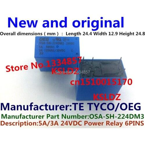 100%Original New TE TYCO OEG OSA-SH-224DM3 OSA-SH-224DM3-24VDC OSA-SS-224DM3 6PINS 5A 50VAC 3A 125VAC/30VDC Power Relays