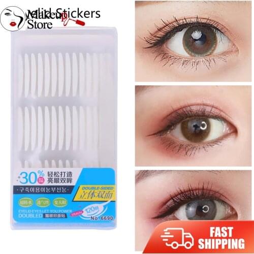 120 Pairs Transparent Invisible Eyelid Stickers Double Eyelid Tapes Thin Big Eyes Tool Breathable Waterproof and Sweat Resistant