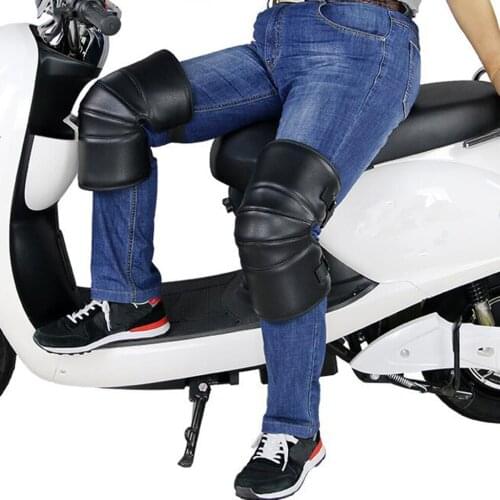 35cm PU Motorcycle Warm Knee Pads Leg Sleeve With Warm Artificial Wool