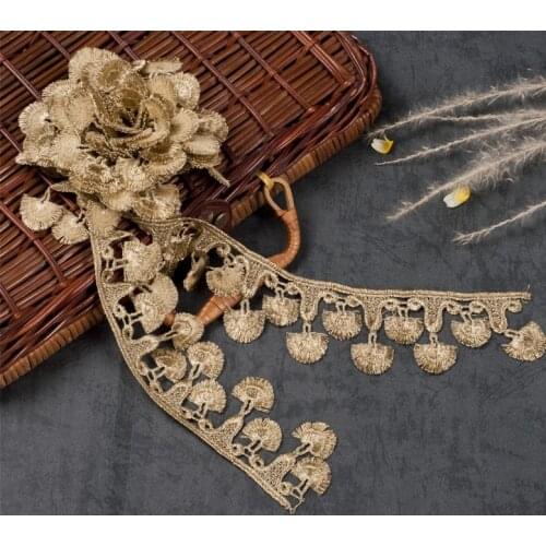 4.5CM Gold Lace Trim Ribbon Wedding Sewing Bridal Dress Craft Decoration Free Shipping