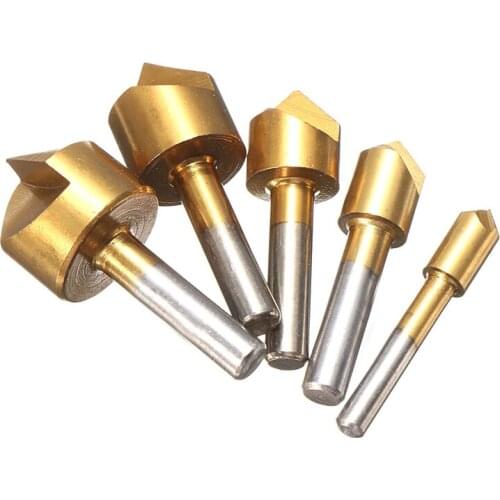 Best Price 5pcs Metric 6mm-19mm Titanium Drill Press Countersink Boring Bit Single Blade 90 Degree Chamfering Cutter