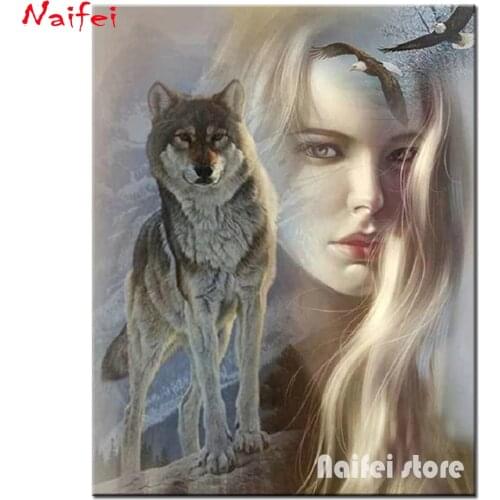 5D Diamond Painting Beauty And Beast Cross Stitch Diy Diamond Embroidery Animal Wolf Eagle Mosaic Rhinestone Wall Stickers Decor