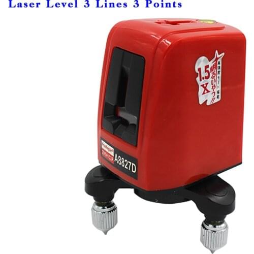 A8827D 360 Degree Self-leveling 3 Lines 3 Points Rotary Horizontal Vertical Red Laser Levels Cross laser Line + Laser Highlights