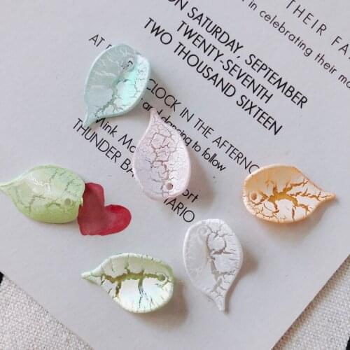Acrylic Crackle Leaf Pendant Charms DIY Jewelry Findings ornament Accessories Necklace Earring Bracelet Pendant 13*21mm 50pcs