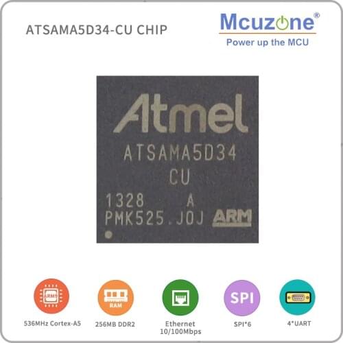 ATSAMA5D34 ( ATMEL ARM9 ) CHIP SPI USB ARM Cortex-A5 10/100 Ethernet up to 536MHz