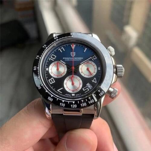 PAGANI DESIGN Top Brand Men Quartz Watch Sapphire Luxury Chronograph Rubber Wristwatch Fashion Mens Watches Waterproof Clock