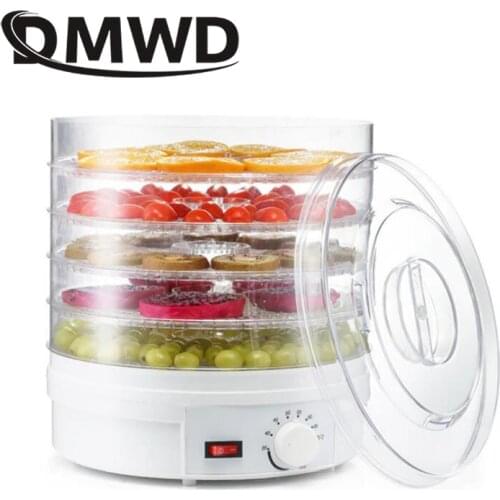 DMWD Food Dehydrator Dried Fruit Vegetable Herb Pet Meat Drying Machine Five layer Snack Air Dryer 5 trays 110V 220V EU US plug