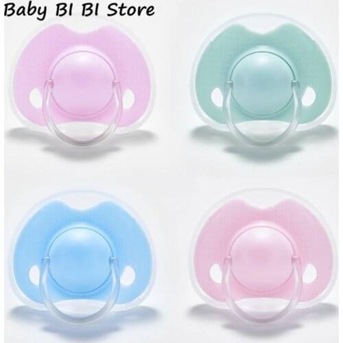 Baby Silicone Pacifier Newborn Infant Baby Boys Girls Dummy Nipples Flat Round Head Soother