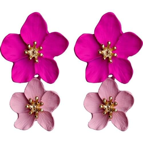 European and American new Korean edition multi - color fashion trend flower earring nail female