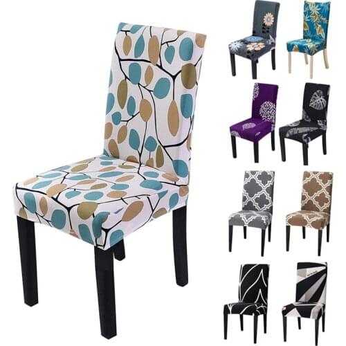 Geometric Dining Chair Cover Spandex Elastic Chair Slipcover Case Stretch Chair Covers for Wedding Hotel Banquet Dining Room