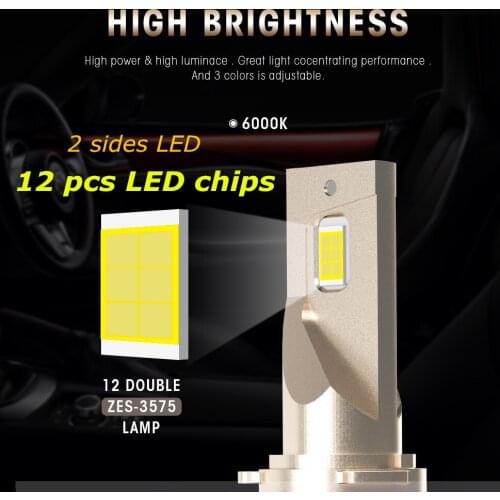 Goeser Car Headlight LED H11 Bulb H1 Lamp H7 Light H5 9005 9006 HB3 HB4 9012 CSP Chip 12V 6000K 12000lm Canbus Error Free