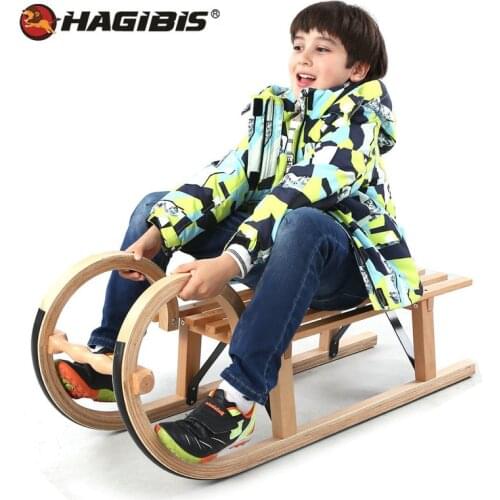 HAGIBIS Hot Sale Winter Snow Sled, Beech Wood Snowboard, Sleigh For Above 5 Ages Teens
