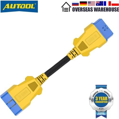 AUTOOL 20CM Car OBD 2 II Extend Cable 16Pin Lengthen with OBD Scanner Nylon Flexible Bluetooth Anti-Scalding Adapter