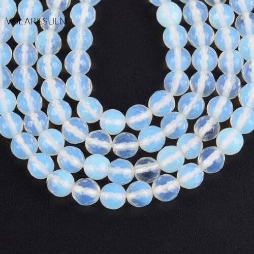 Natural Faceted White Opal Ball Round Loose Beads For Jewelry Making 4-12mm Spacer Beads Fit Diy Womens Bracelets Necklace 15