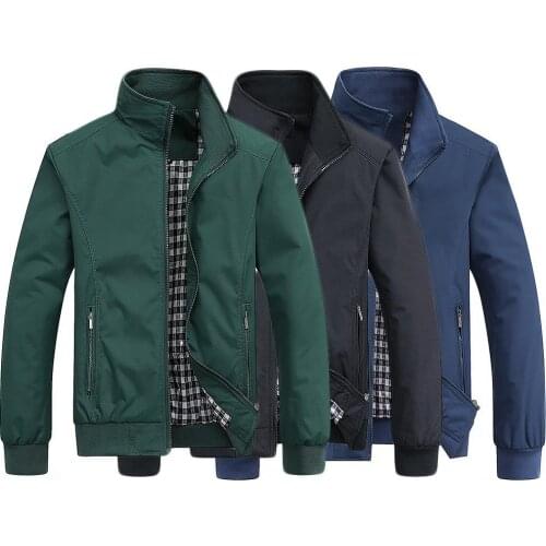 Jackets Men Solid Color Stand Collar Zipper Pocket Slim Bomber Jacket Coat Sportswear