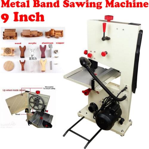220V 9 inch Metal band sawing machine small woodworking sweep-saw for beads wood cutting