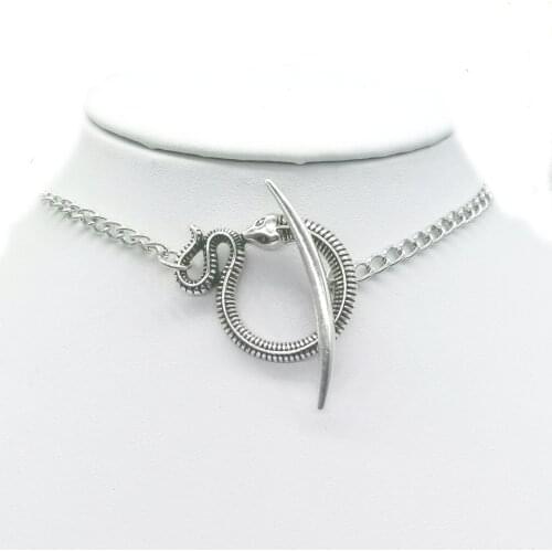 Moon & Snake Choker Necklace Pendant Jewelry,Witchy Gothic,CRESCENT GOTH PAGAN GOTHIC WITCHY WICCA