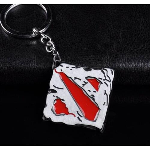 Metal Dota 2 Logo Keychain Online Game Dota2 Classical Square Pendant Keyring Car Key Chain Lover Couple Gift Key Holder