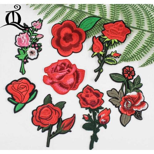 Mix sequins 1pcs Rose flowers DIY fashion fine embroidery cloth patches patches clothing jeans trumpet childrens stickers E32