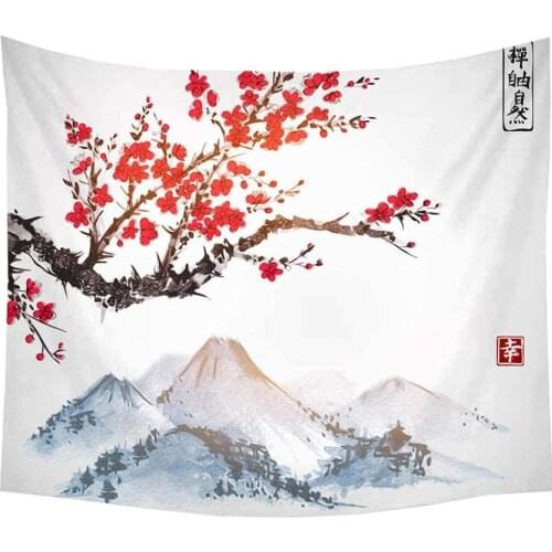 Mandala Wall Hanging Chinese Style Ink Painting Plum Blossom Tapestry