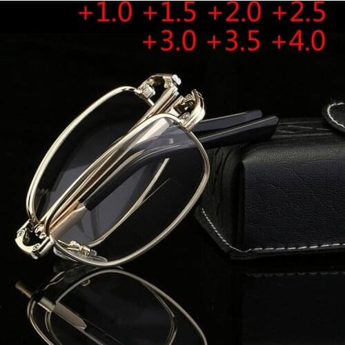 New Unisex Women Men Folded double presbyopic glasses Both Near And Far Metal Reading Glasses +1.0 +1.5 +2.0 +2.5 +3.0 +3.5 +4.0