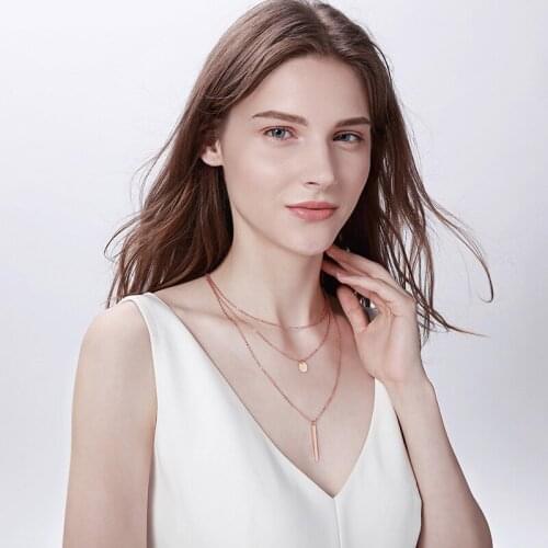 Trendy Three Layered Necklace women stainless Steel Necklace for women Simple Chain Choker Necklace Jewelry