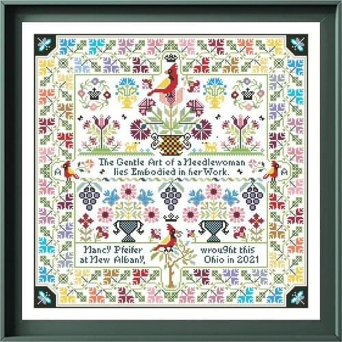 Jigsaw flower and bird cross-stitch package 18ct 14ct 11ct white cloth cotton thread embroidery DIY handmade needlework