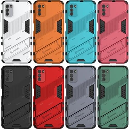 PC + Soft TPU Silicone Armor Punk Shockproof Holder Phone Cases For Xiaomi POCO M3 Kickstand Matte Cover Phone Shell