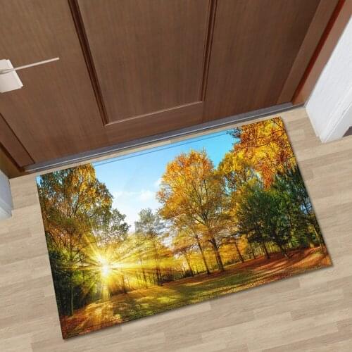 3D Printed Welcome Door Mat Microfiber Autumn Scenic Pattern Floor Mats for Hallway Balcony Non Slip Indoor Doormat Washable