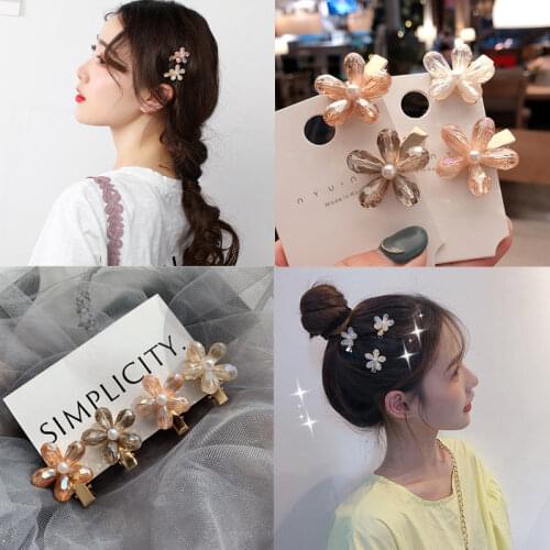 Korean Summer Crystal Flower Hair Pin All-match Color Personality Fashion Hair Accessories