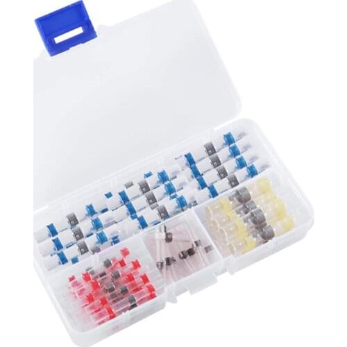 50Pcs Solder Seal Wire Connectors Heat Shrink Solder Butt Connectors Solder Connector Kit with case Automotive Marine Insulated