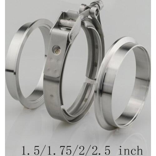 V-Band Clamp 1.5/1.75/2/2.5 inch Male/Female Flange Kit V-band Stainless Steel Turbo Exhaust Pipes Car Accessories
