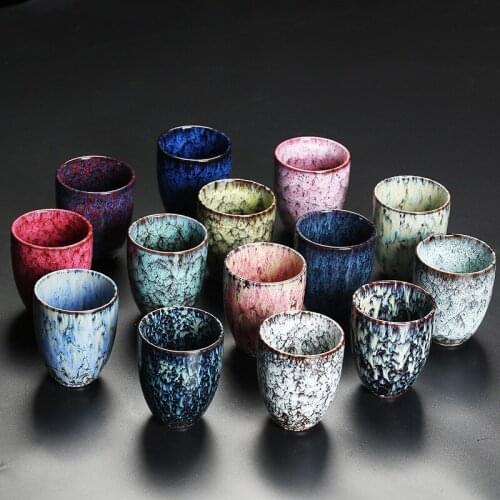 Japanese-Style Ceramic Cup Single Large Jianzhan Glaze Kiln Tea Set Master Cup Colorful Gift Cup 250ml