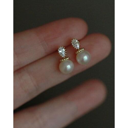 YC5551E S925 Silver Fashion Exquisite French Water Drop BallEarrings Gift Party Banquet Womens Jewelry Earrings