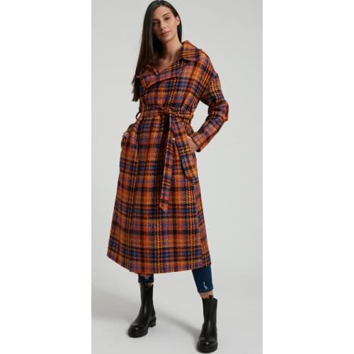 Womens Orange Waist Belted Coat 40 Size