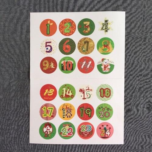 1200pcs/lot Countdown Digital Christmas Stickers Baking DIY Gift Stickers For friend