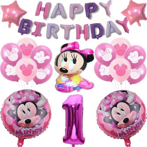 19pcs/lot Disney Minnie Mouse 32inch Number Balloons Birthday Party Decorations Baby Shower Kids Party Minnie Balloon Air Globos
