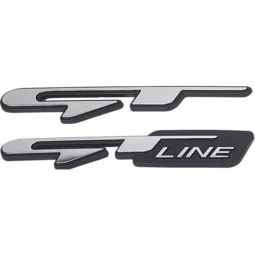 2 Pcs Cool 3D Car Style Sticker Gt Line Letters Sticker For Kia Rear Trunk Fender Car Doors Stickers Gt Line, Silver + Black & S