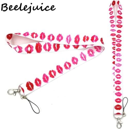 24pcs Kiss Lips SEXY Neck Strap Lanyard keychain Mobile Phone Strap ID Badge Holder Rope Key Chain Keyrings cosplay Accessories